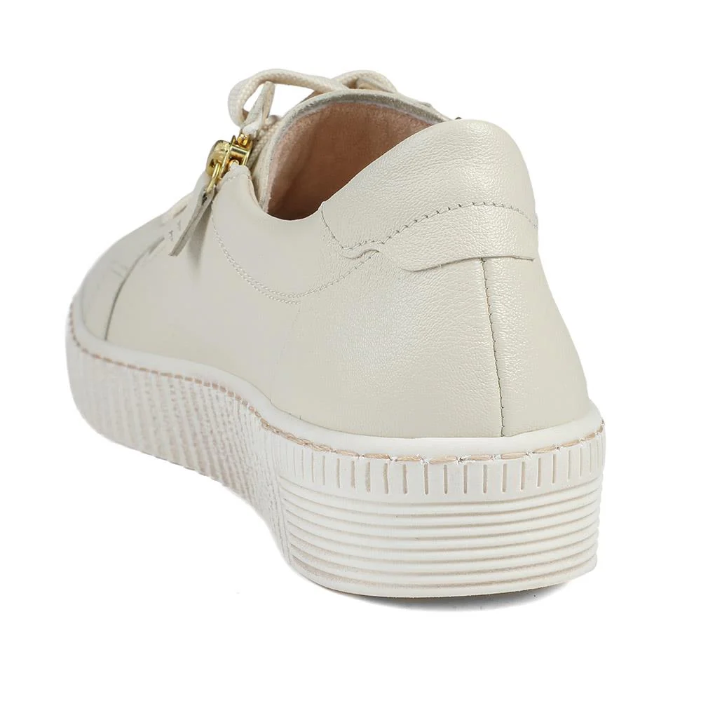 Gabor Leather Zip & Lace Platform Trainers - GAB42024 / 329 517 - Cream - Image 4