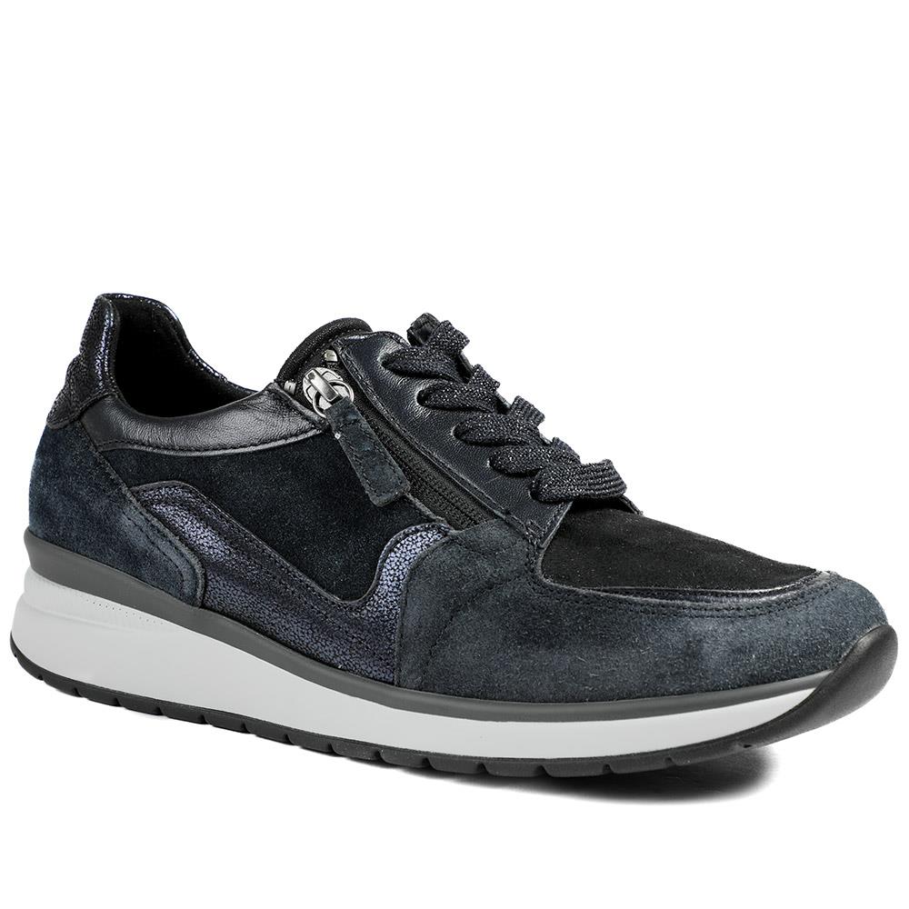 Gabor Leather Zip & Lace Trainers - GAB42029 / 329 512 - Navy