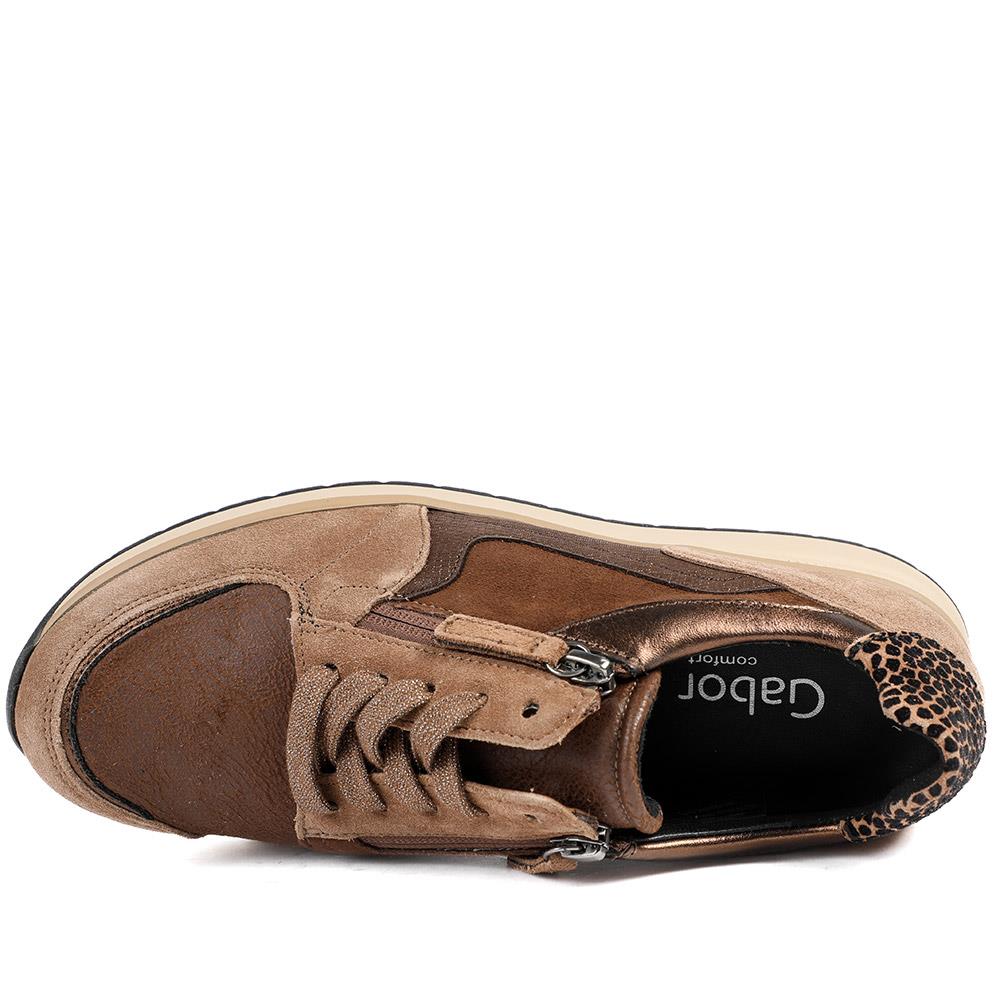 Gabor Leather Zip & Lace Trainers - GAB42029 / 329 512 - Espresso - Image 5