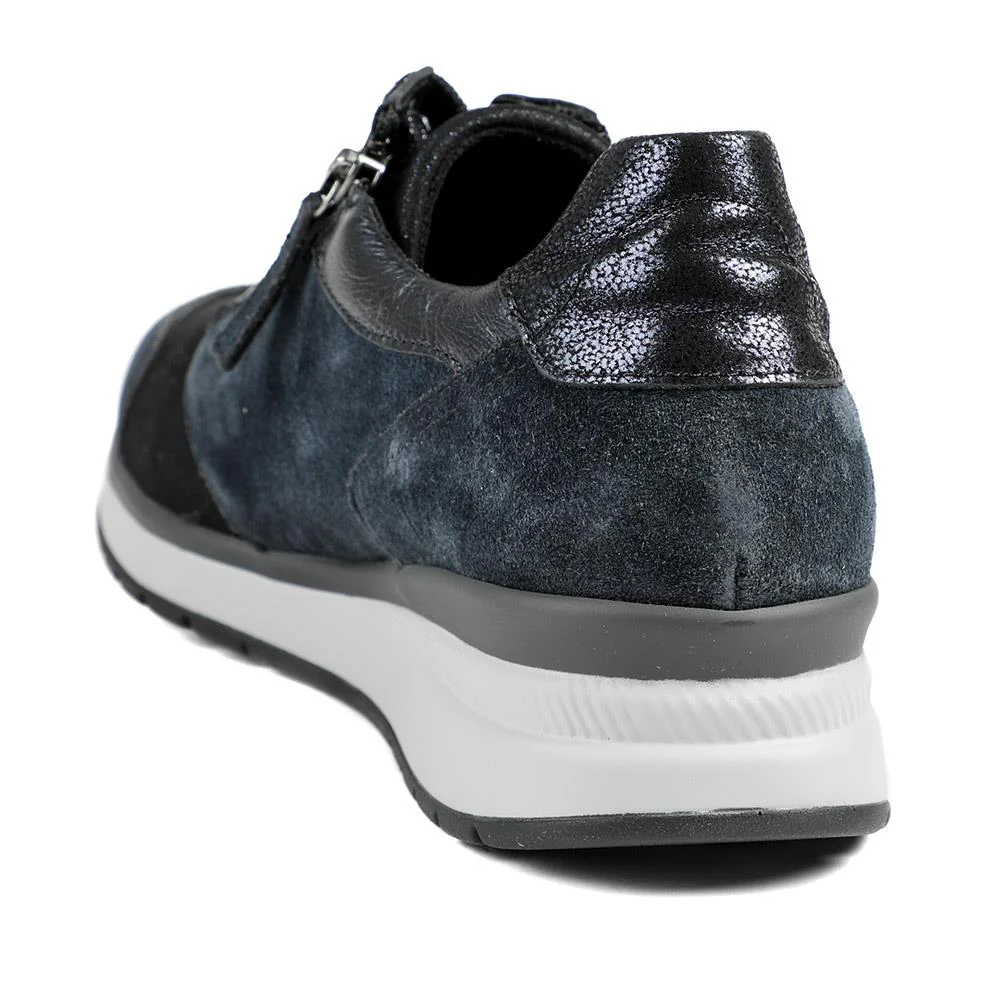 Gabor Leather Zip & Lace Trainers - GAB42029 / 329 512 - Navy - Image 4