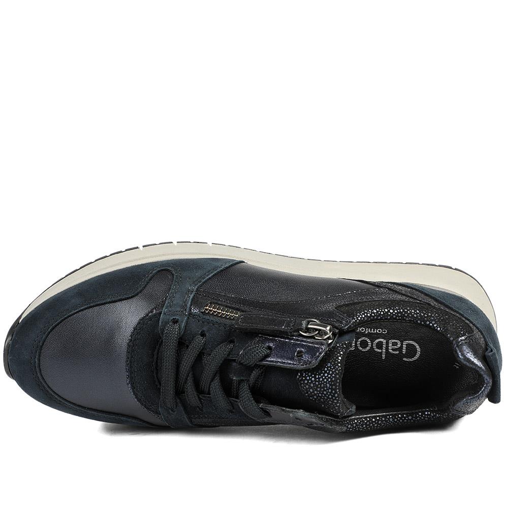 Gabor Leather Zip & Lace Trainers - GAB42031 / 329 511 - Navy - Image 5