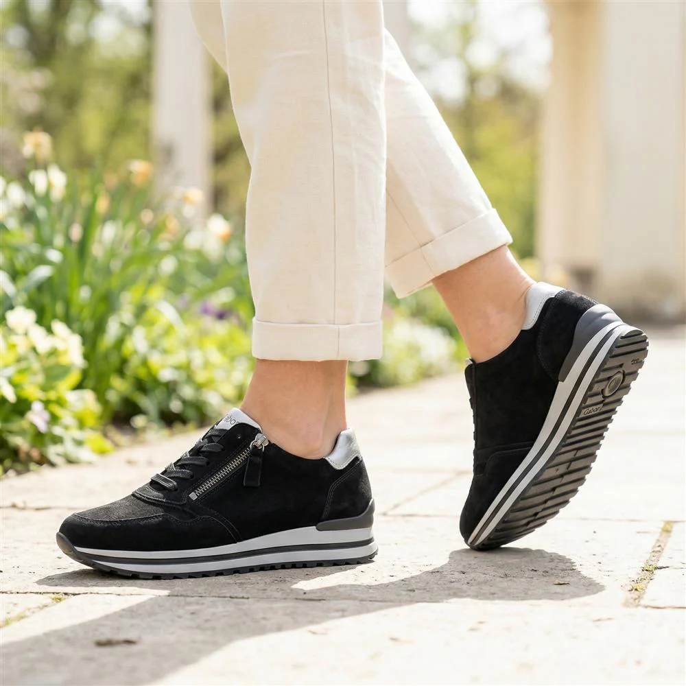 Gabor Nulon Suede Trainers - GAB42032 / 329 513 - Black - Image 2