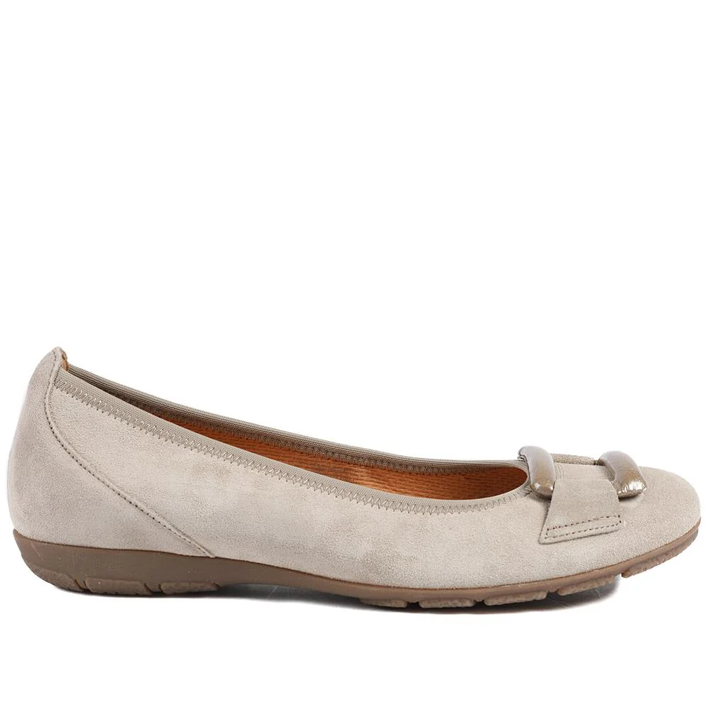 Gabor Raven Leather Ballet Pumps - GAB42025 / 329 523 - Sand - Image 3