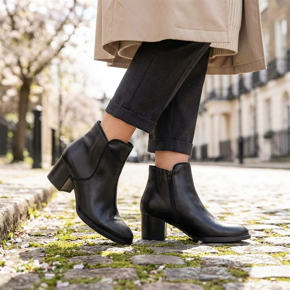Gabor Smart Leather Zip Up Ankle Boots - GAB42021 / 329 515 - Black - Image 2