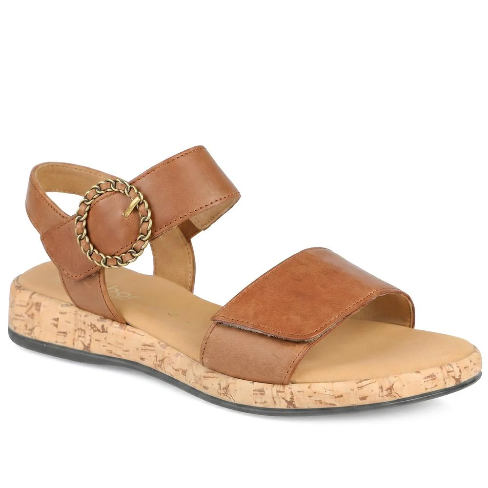 Gabor Wide Fit Leather Adjustable Fasten Sandals - GABC44513 / 330 253 - Brown