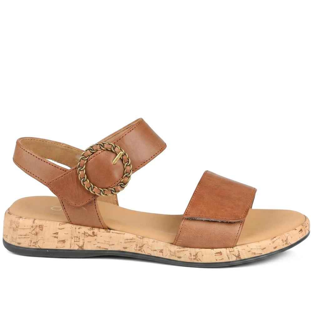 Gabor Wide Fit Leather Adjustable Fasten Sandals - GABC44513 / 330 253 - Brown - Image 2
