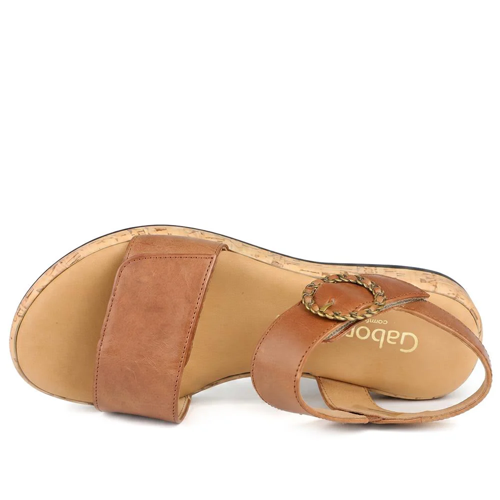 Gabor Wide Fit Leather Adjustable Fasten Sandals - GABC44513 / 330 253 - Brown - Image 4