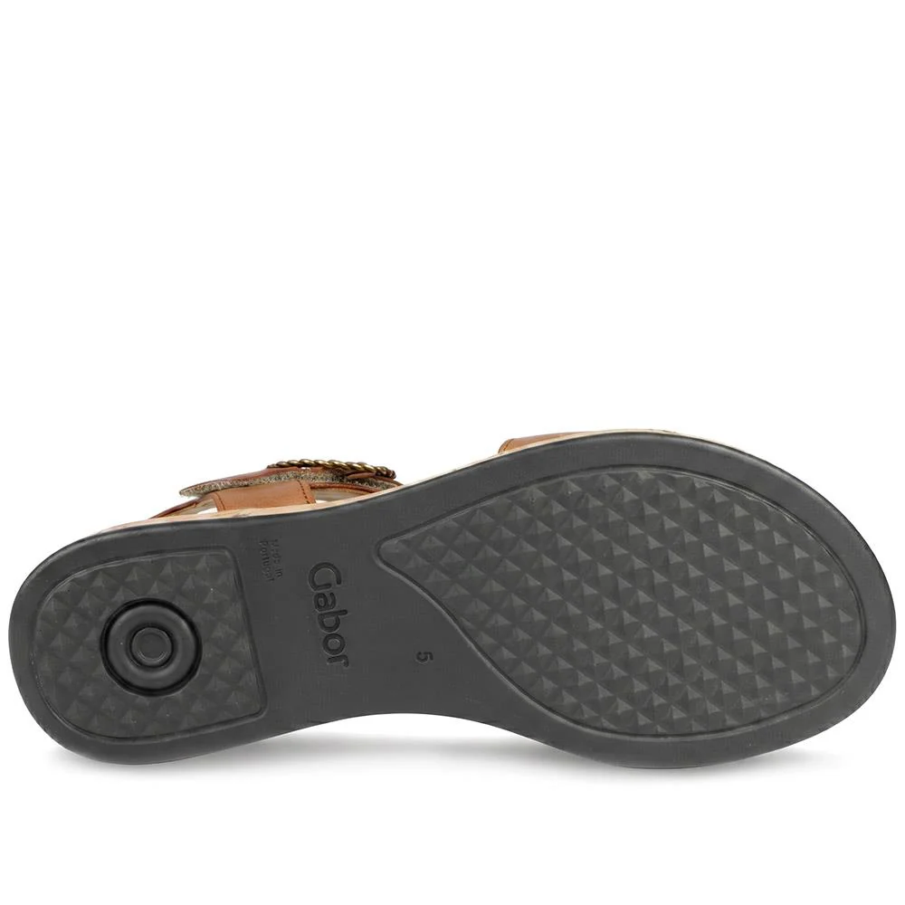 Gabor Wide Fit Leather Adjustable Fasten Sandals - GABC44513 / 330 253 - Brown - Image 5