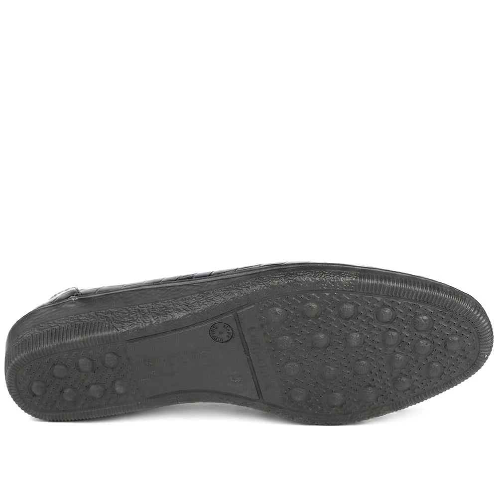 Gabor Wide Fit Leather Chunky Sole Pumps - GABC44510 / 330 265 - Navy Croc - Image 5