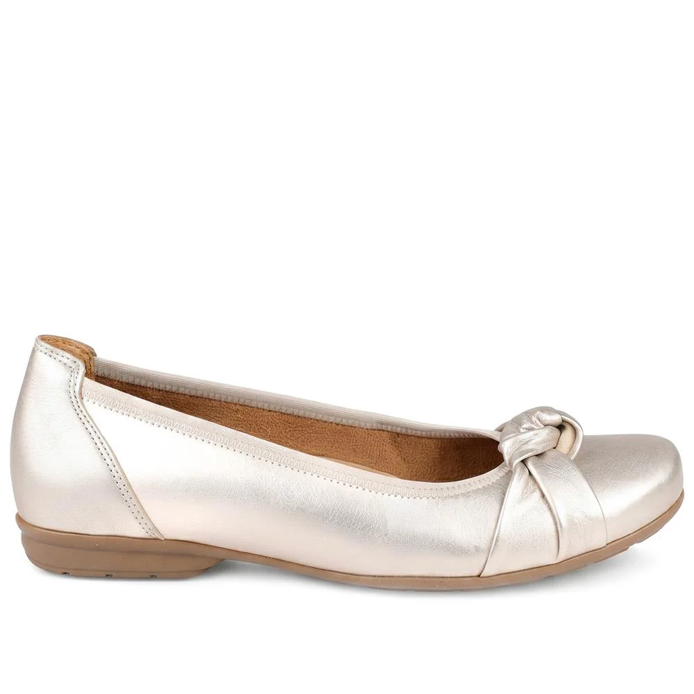 Gabor Wide Fit Leather Heeled Pumps - GABC44509 / 330 264 - Soft Gold - Image 2