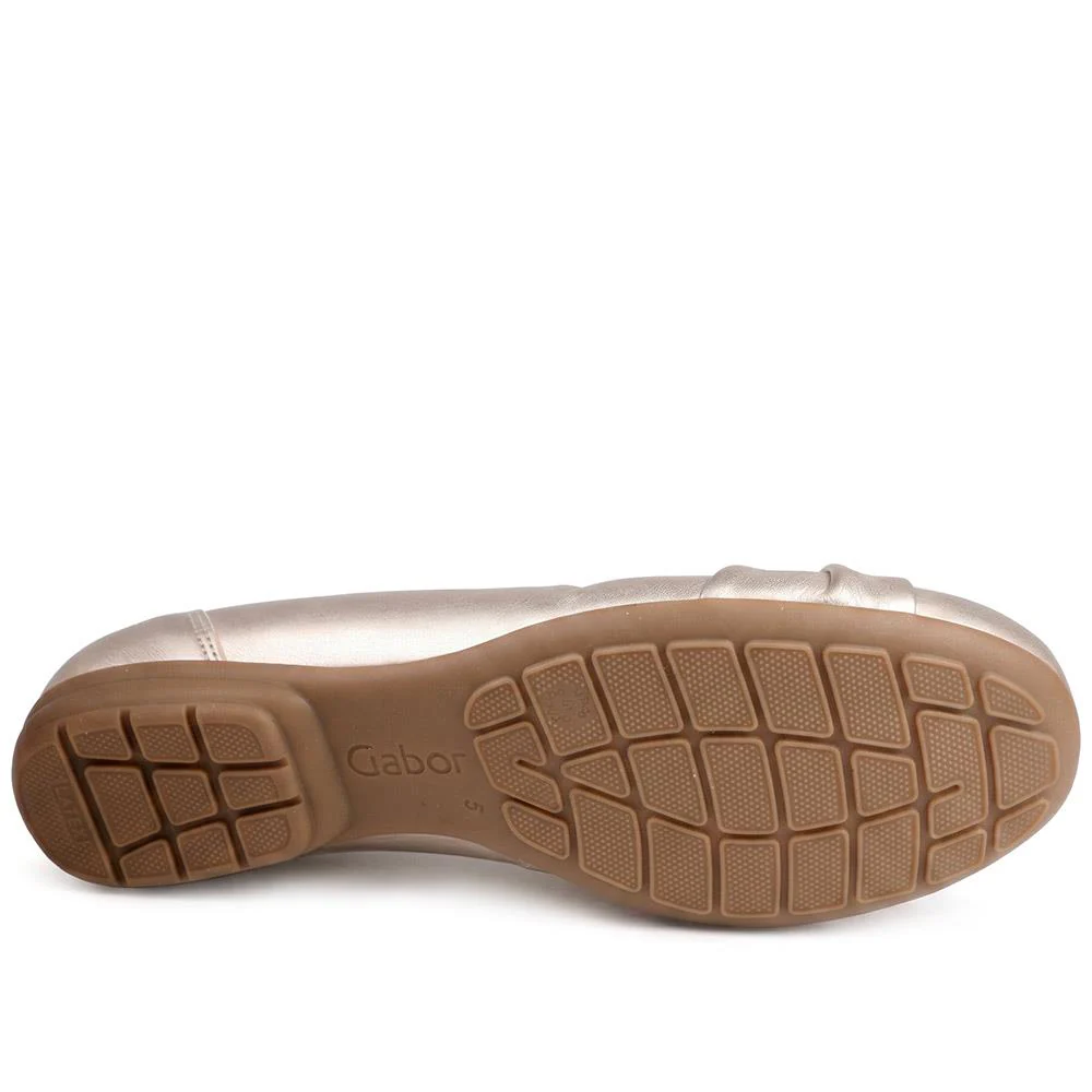 Gabor Wide Fit Leather Heeled Pumps - GABC44509 / 330 264 - Soft Gold - Image 5