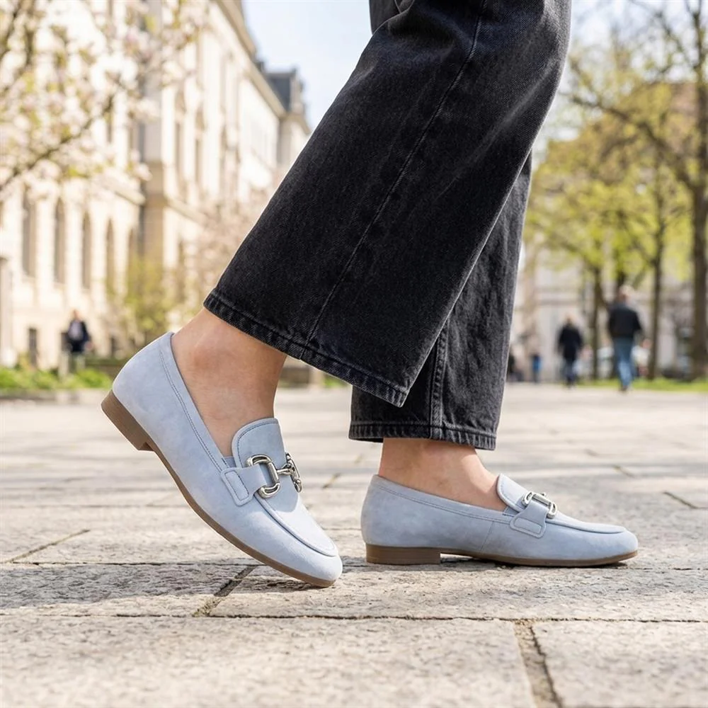 Gabor Wide Fit Leather Loafers With Chrome Snaffle - GABC44519 / 330 320 - Pale Blue - Image 2