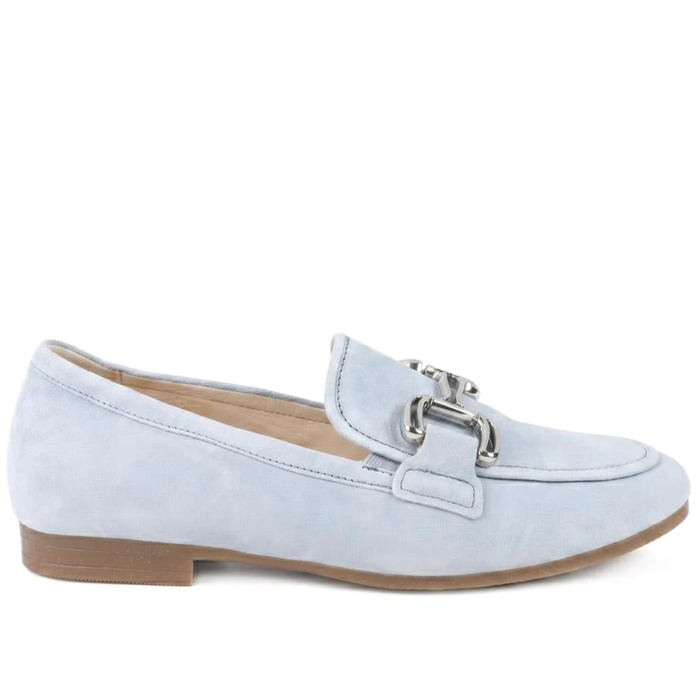 Gabor Wide Fit Leather Loafers With Chrome Snaffle - GABC44519 / 330 320 - Pale Blue - Image 3