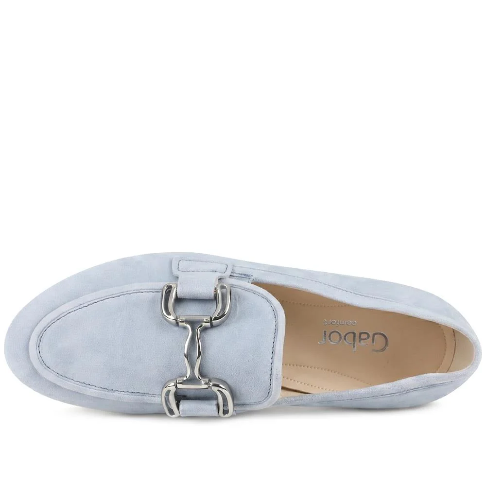 Gabor Wide Fit Leather Loafers With Chrome Snaffle - GABC44519 / 330 320 - Pale Blue - Image 5