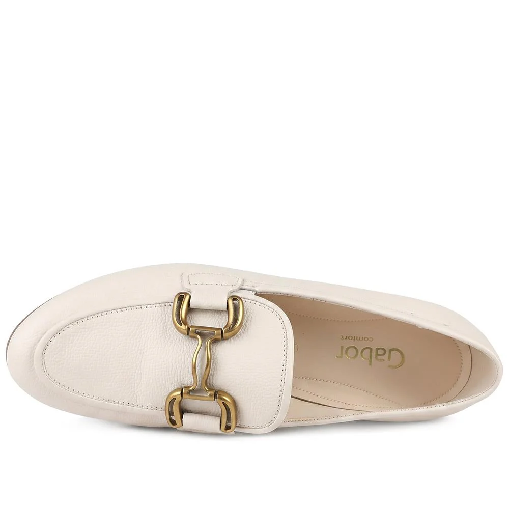 Gabor Wide Fit Leather Loafers With Chrome Snaffle - GABC44519 / 330 320 - White - Image 5