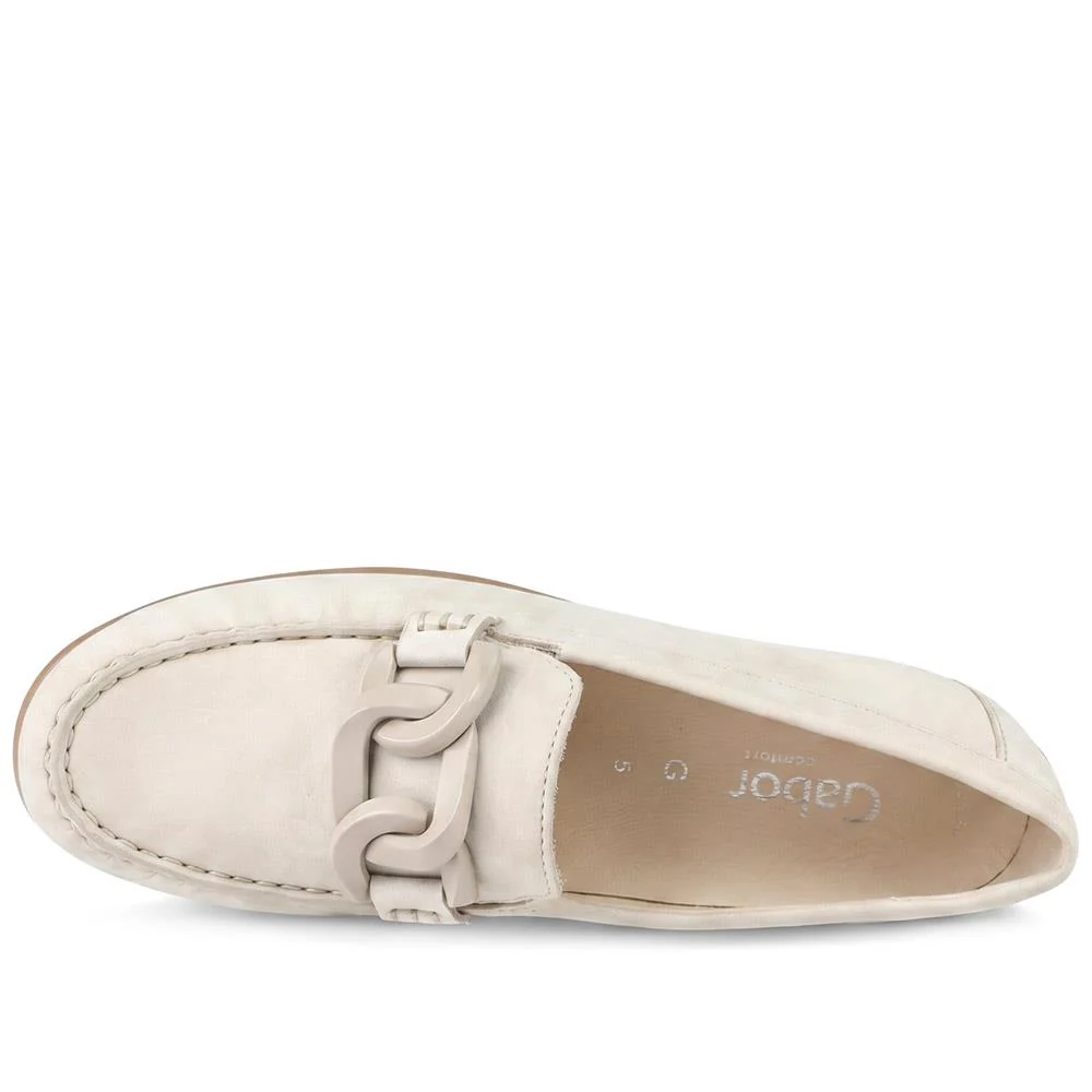 Gabor Wide Fit Leather Moccasins With Chain Detail - GABC44501 / 330 266 - Beige - Image 5