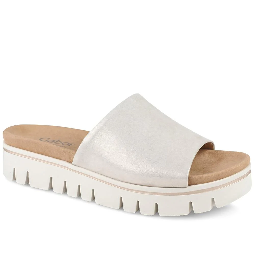Gabor Wide Fit Leather Platform Mules - GABC44515 / 330 255