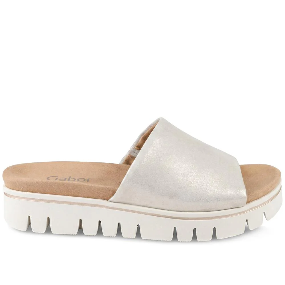 Gabor Wide Fit Leather Platform Mules - GABC44515 / 330 255 - Taupe - Image 2