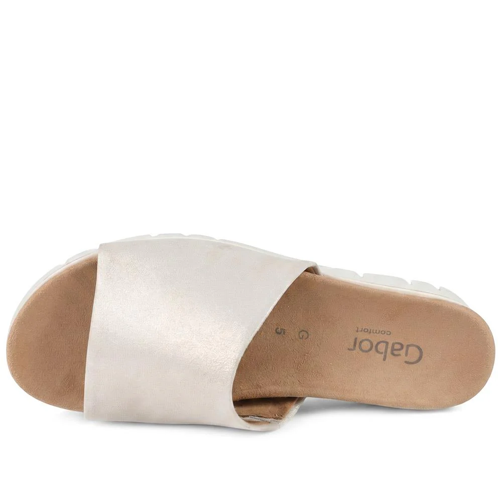 Gabor Wide Fit Leather Platform Mules - GABC44515 / 330 255 - Taupe - Image 4