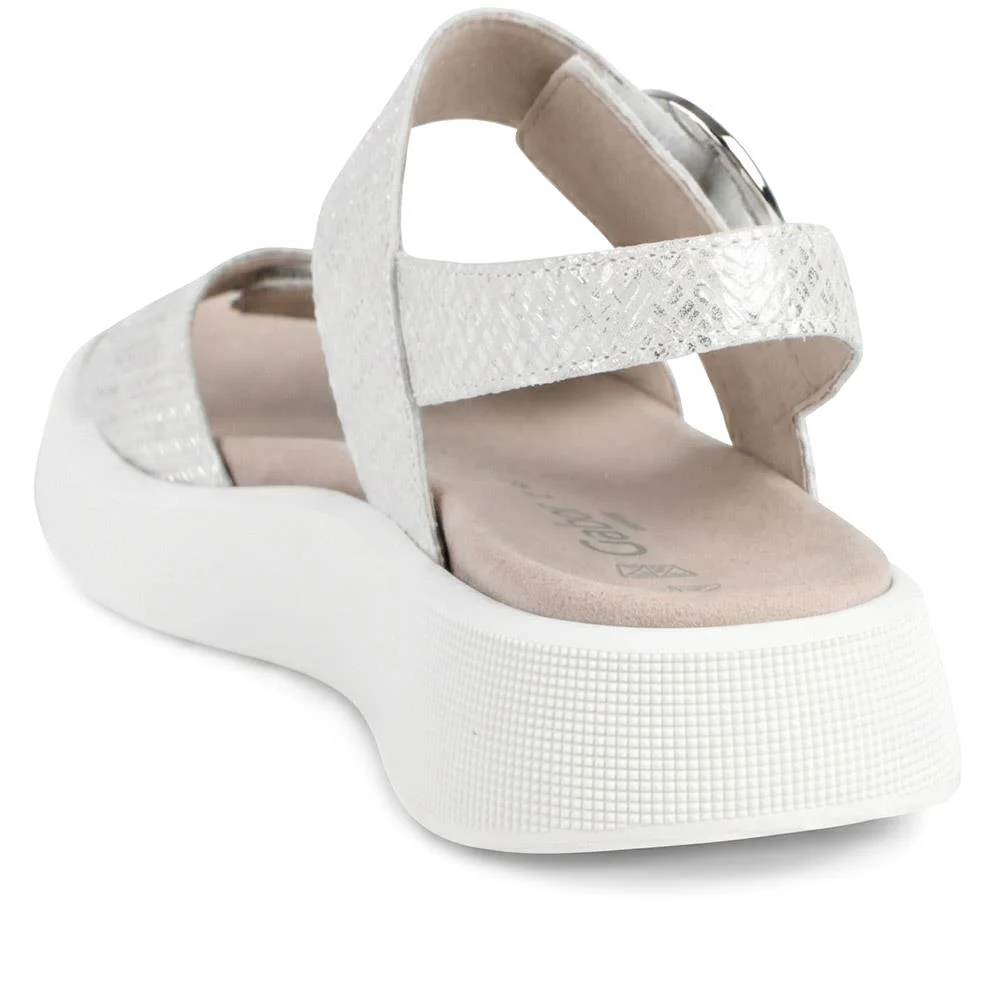 Gabor Wide Fit Leather Platform Sandals - GABC44514 / 330 254 - Silver - Image 3