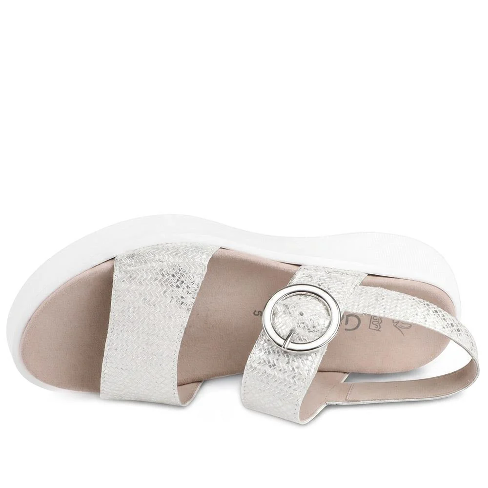 Gabor Wide Fit Leather Platform Sandals - GABC44514 / 330 254 - Silver - Image 4