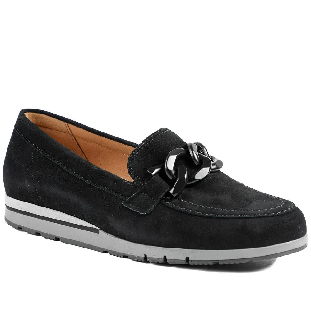 Gabor Wide Fit Leather Wedge Heel Moccasins - GAB42019 / 329 522