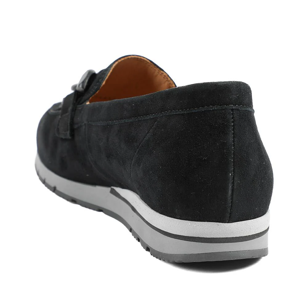 Gabor Wide Fit Leather Wedge Heel Moccasins - GAB42019 / 329 522 - Black - Image 4