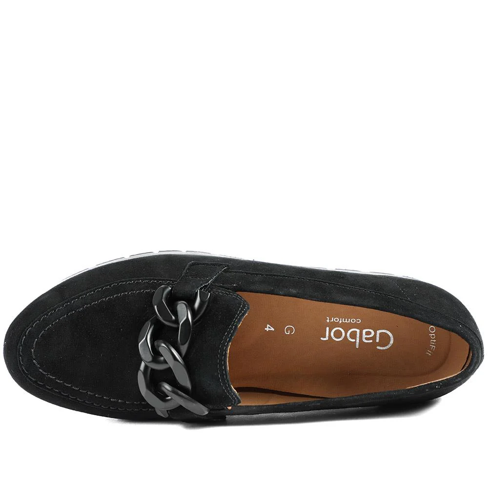 Gabor Wide Fit Leather Wedge Heel Moccasins - GAB42019 / 329 522 - Black - Image 5
