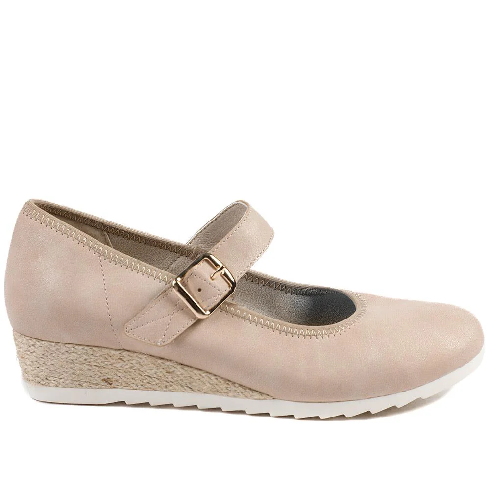 Grippy Adjustable Fasten Mary Janes - WOIL43001 / 328 882 - Beige - Image 3