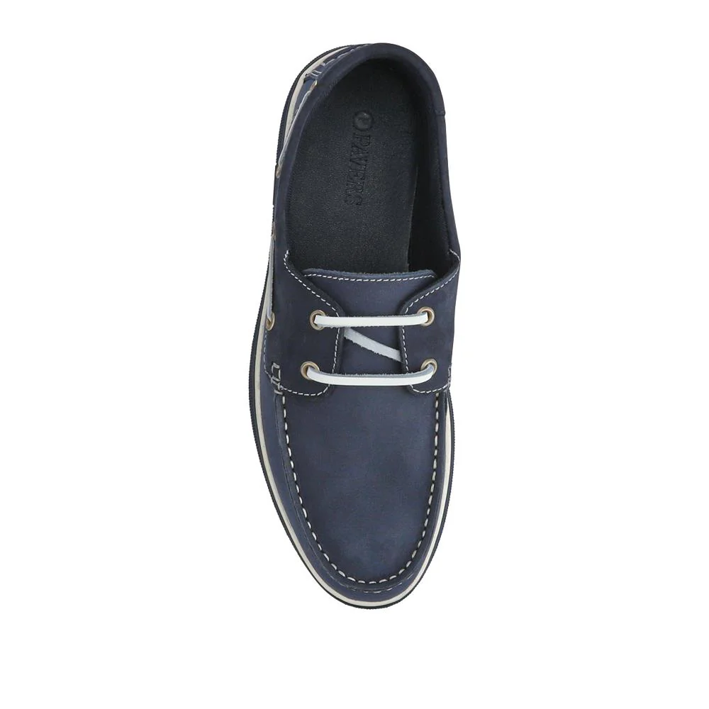 Rubber Soled Leather Boat Shoes - SHAFI41002 / 327 097 - Navy - Image 4