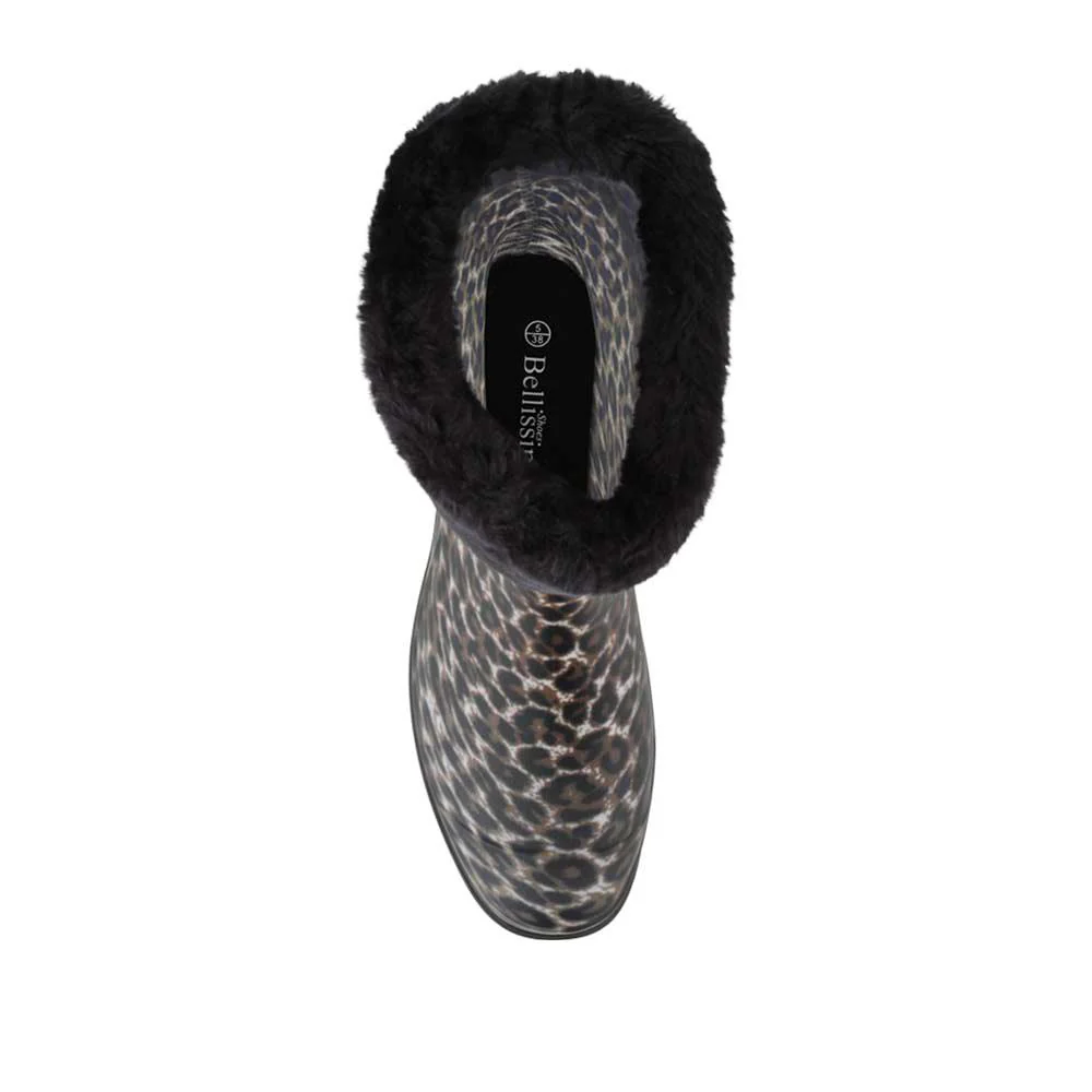 Fur Cuff Warm Lined Ankle Wellies - BELFEI42003 / 328 460 - Leopard - Image 4