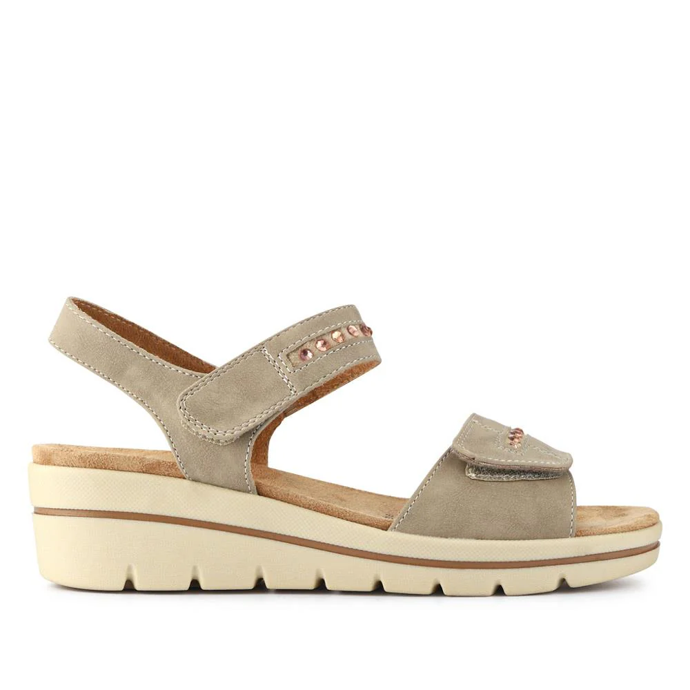 Relife Touch Fasten Wedge Heel Sandals - RELIF41032 / 326 875 - Beige - Image 2