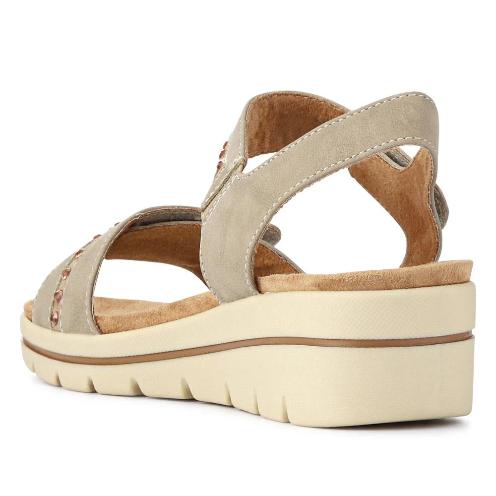 Relife Touch Fasten Wedge Heel Sandals - RELIF41032 / 326 875 - Beige - Image 3
