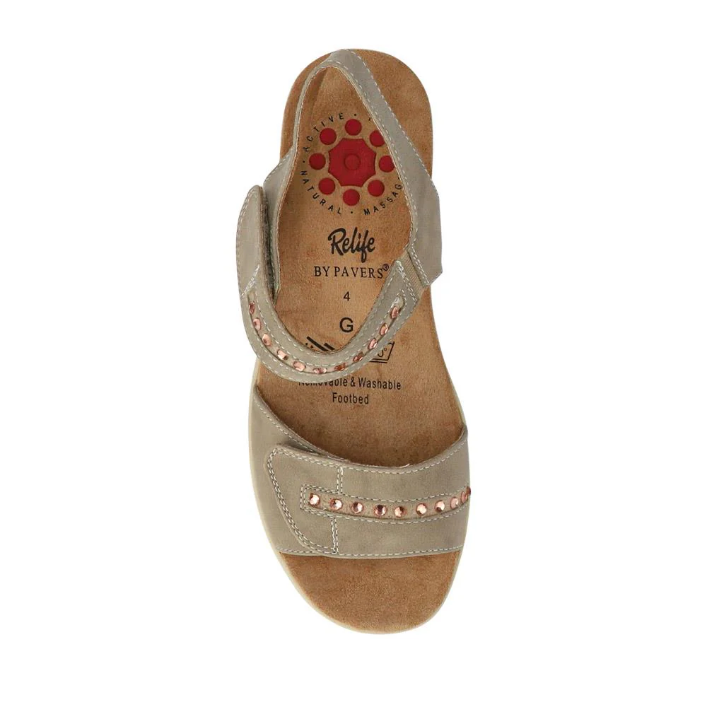 Relife Touch Fasten Wedge Heel Sandals - RELIF41032 / 326 875 - Beige - Image 4