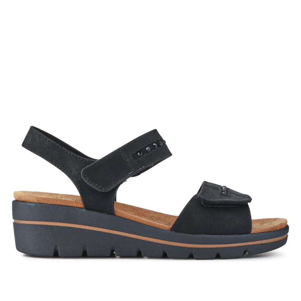Relife Touch Fasten Wedge Heel Sandals - RELIF41032 / 326 875 - Black - Image 2