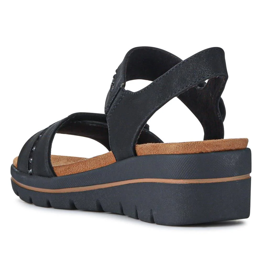Relife Touch Fasten Wedge Heel Sandals - RELIF41032 / 326 875 - Black - Image 3