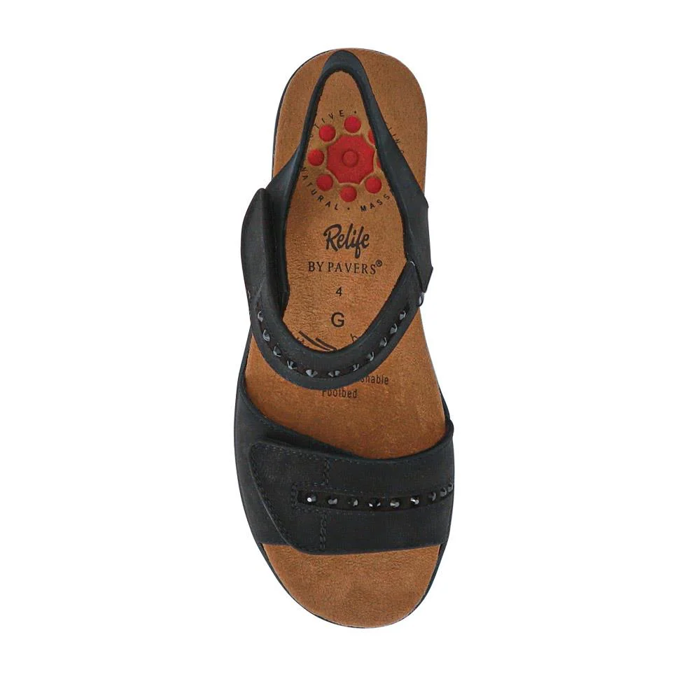 Relife Touch Fasten Wedge Heel Sandals - RELIF41032 / 326 875 - Black - Image 4