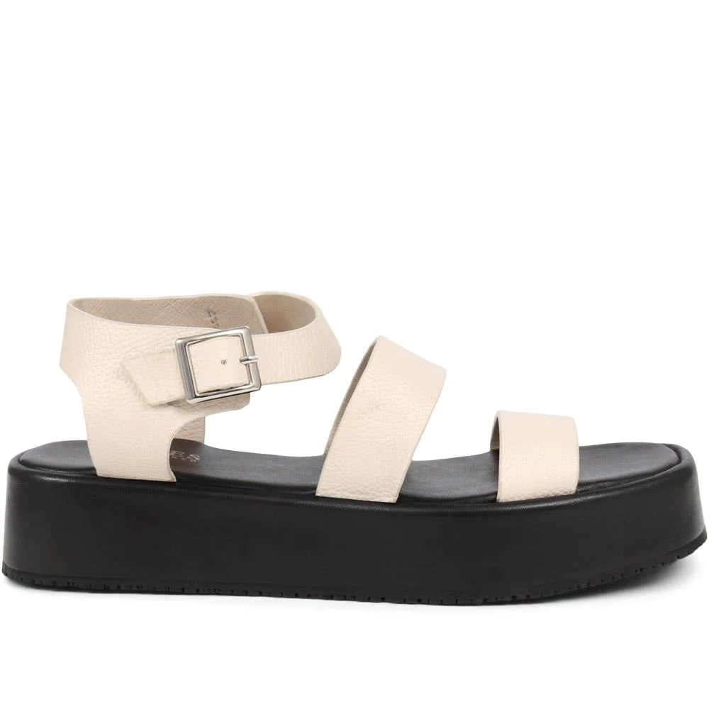 Hailey Leather Platform Sandals - HAILEY / 325 374 - Off White - Image 2