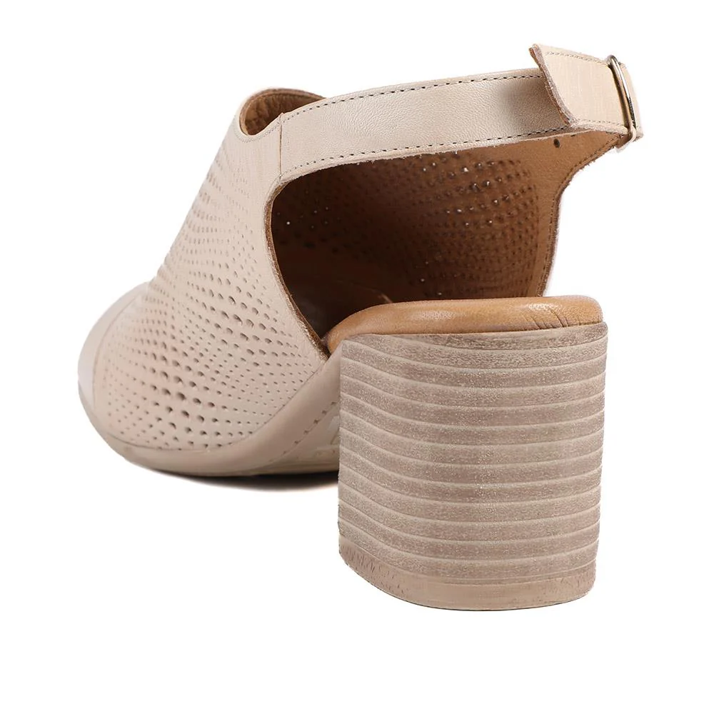 Halina Leather Slingback Sandals - HALINA / 329 440 - Nude - Image 3