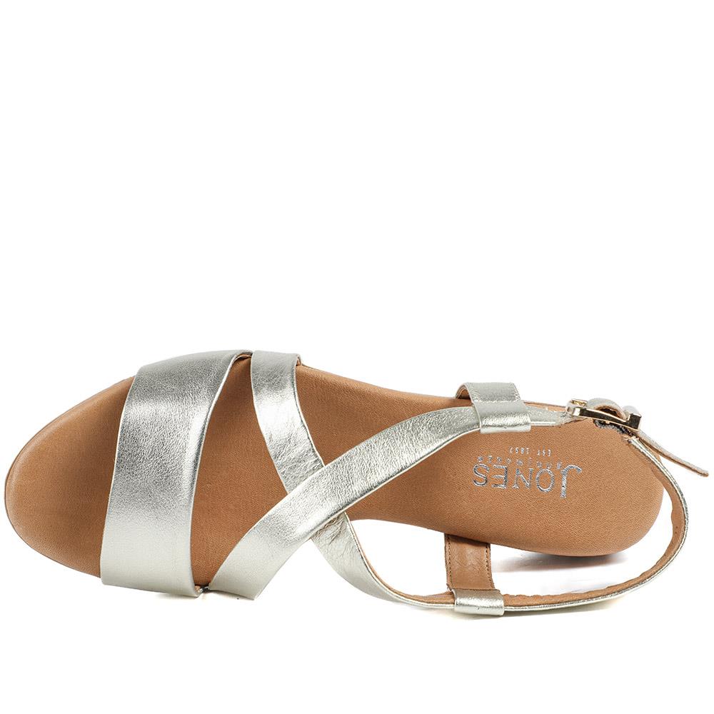 Halston Leather Block Heel Sandals - HALSTON / 329 438 - Gold - Image 4