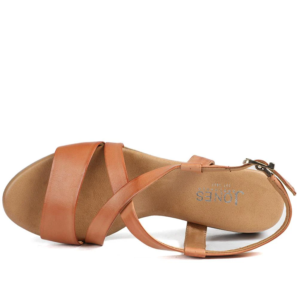 Halston Leather Block Heel Sandals - HALSTON / 329 438 - Tan - Image 4