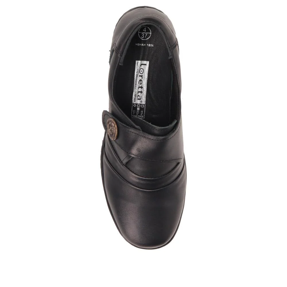 Handmade Leather Shoe with One Touch Strap - HSHAK1806 / 146 045 - Black - Image 11