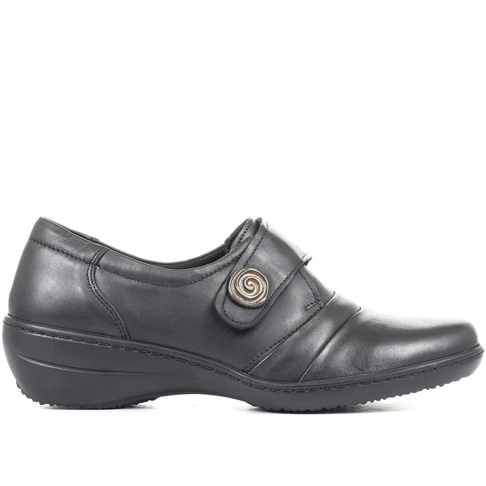 Handmade Leather Shoe with One Touch Strap - HSHAK1806 / 146 045 - Black - Image 5