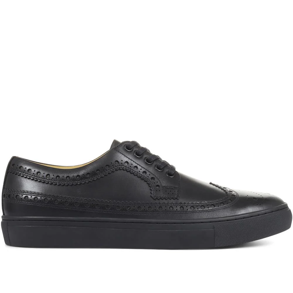 Harvard Leather Brogue Trainers - STEPT33503 / 320 119 - Black - Image 2