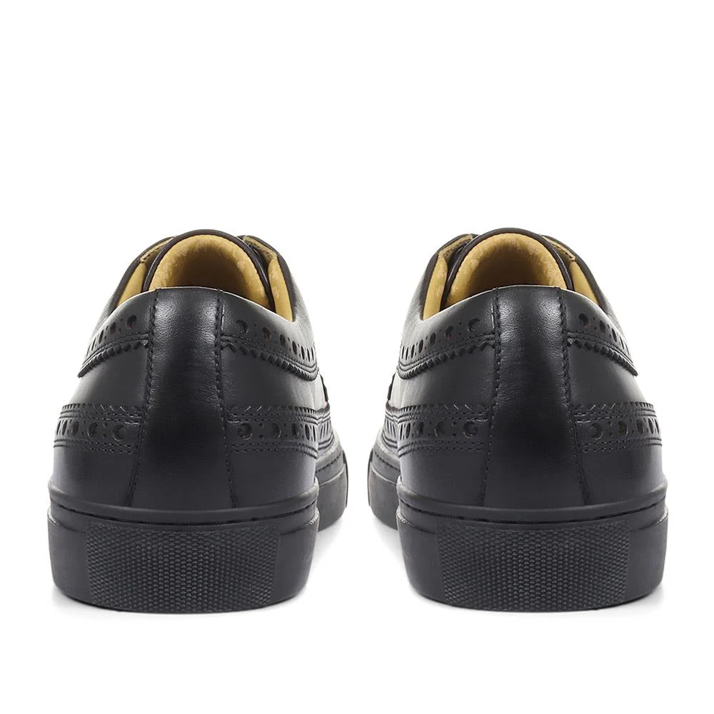 Harvard Leather Brogue Trainers - STEPT33503 / 320 119 - Black - Image 3