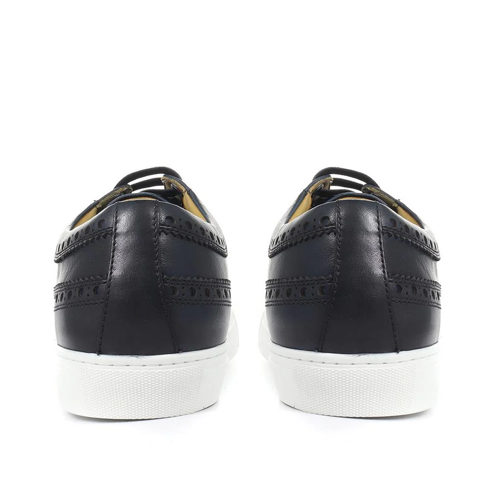 Harvard Leather Brogue Trainers - STEPT33503 / 320 119 - Navy - Image 3