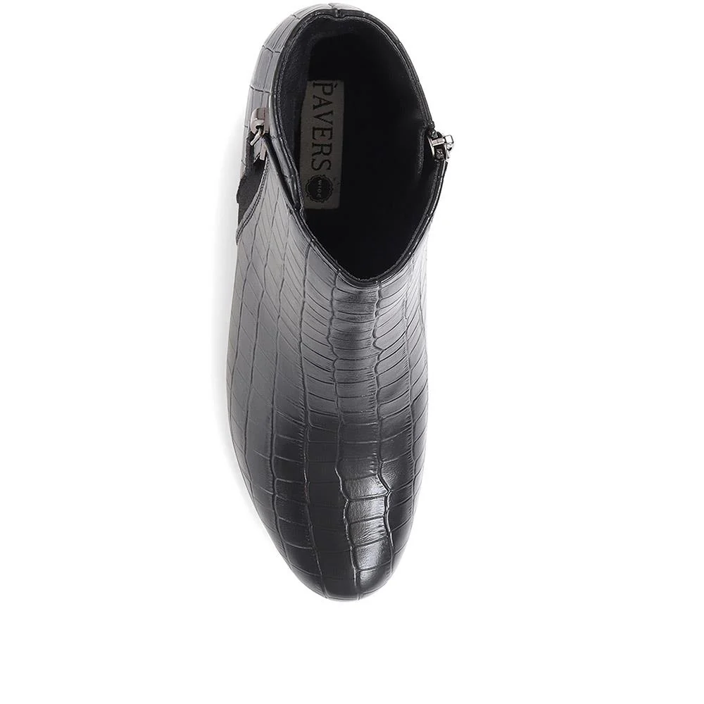 Heeled Ankle Boots - WLIG36001 / 322 763 - Black Croc - Image 5
