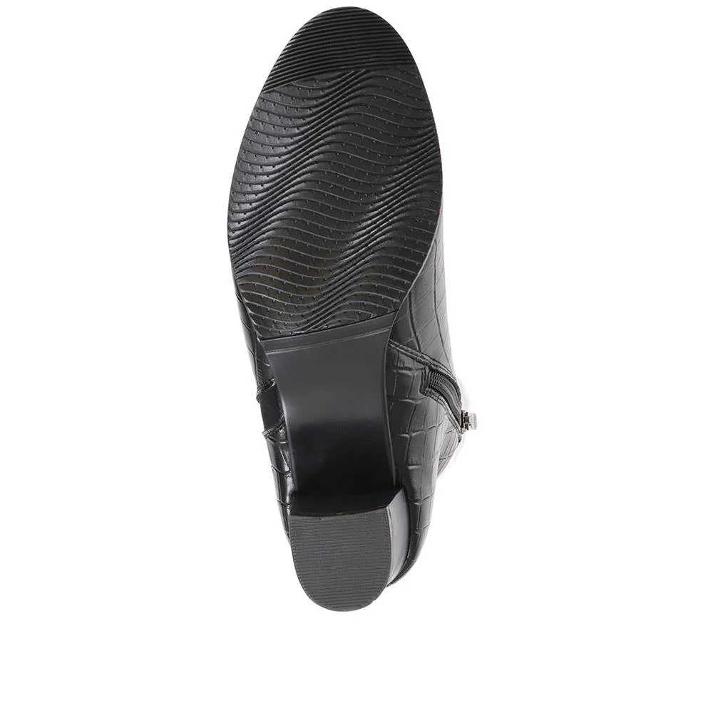 Heeled Ankle Boots - WLIG36001 / 322 763 - Black Croc - Image 6