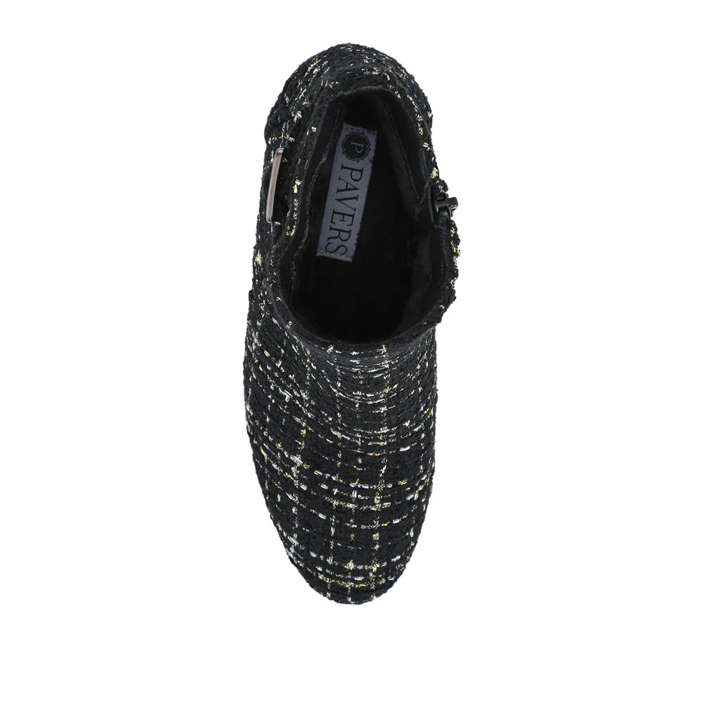 Heeled Buckle Detail Ankle Boots - WBINS38090 / 324 214 - Black Tweed - Image 4