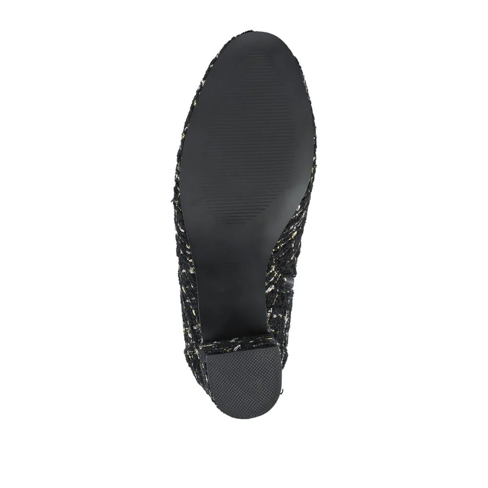 Heeled Buckle Detail Ankle Boots - WBINS38090 / 324 214 - Black Tweed - Image 6